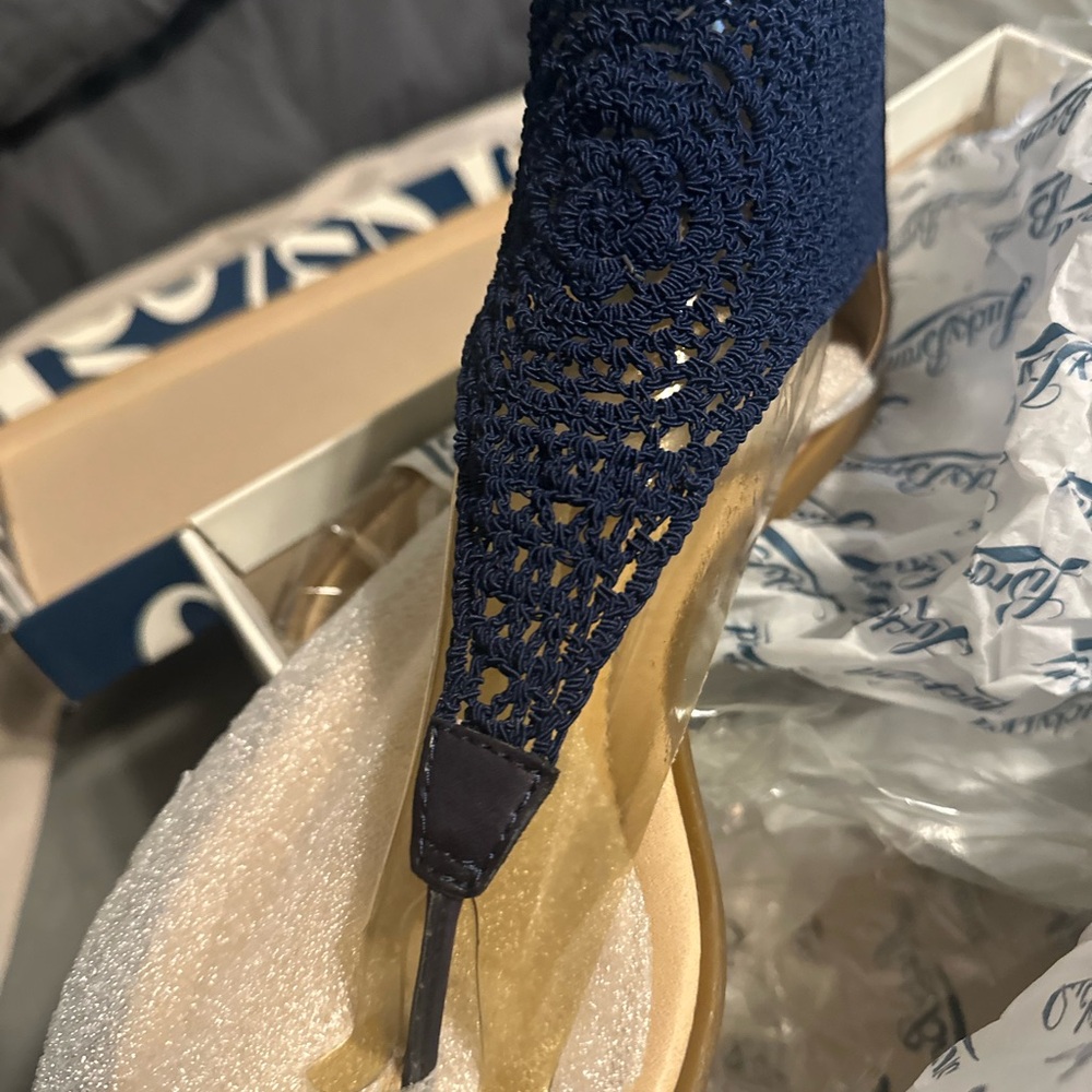 Lucky Brand Blue and Gold Sandals - Picture 2 of 4